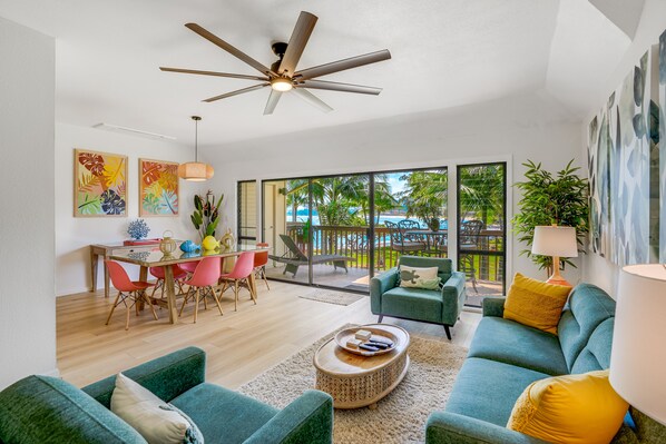 TV, DVD player, books