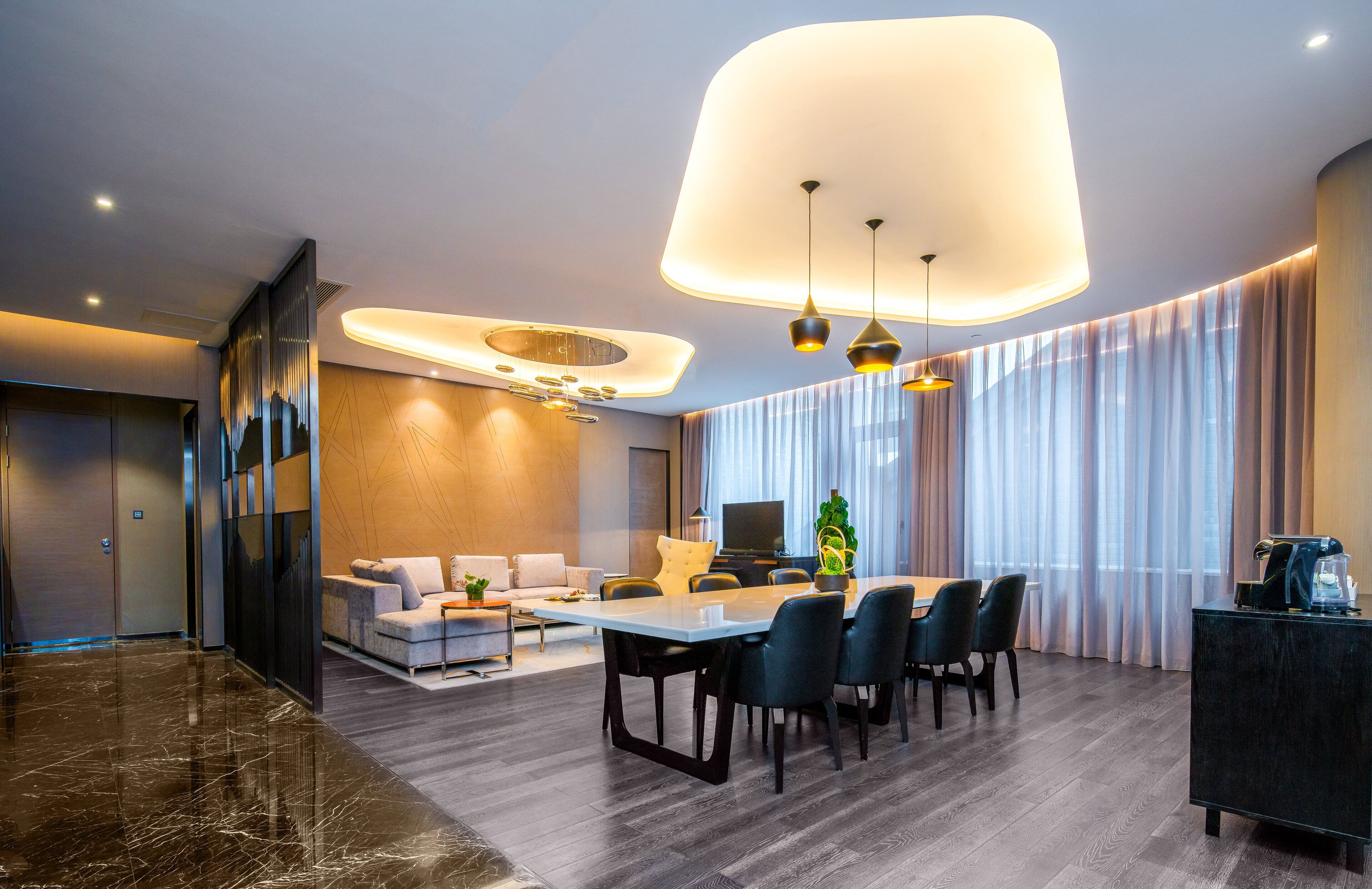 panache suite | living area | lcd tv