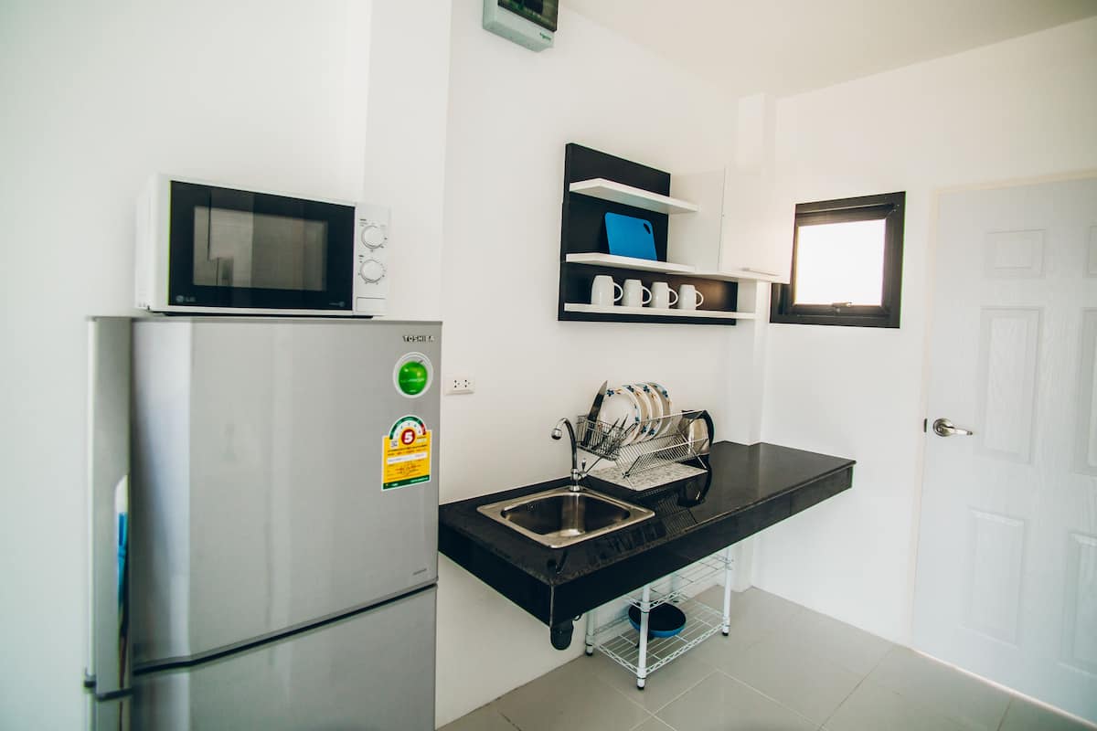 Apartment with Terrace, 2nd Floor | Private kitchen | Full-sized fridge, microwave, stovetop, electric kettle
