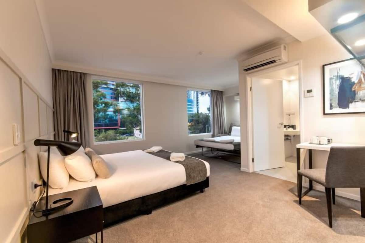 Premium bedding, desk, free WiFi, bed sheets