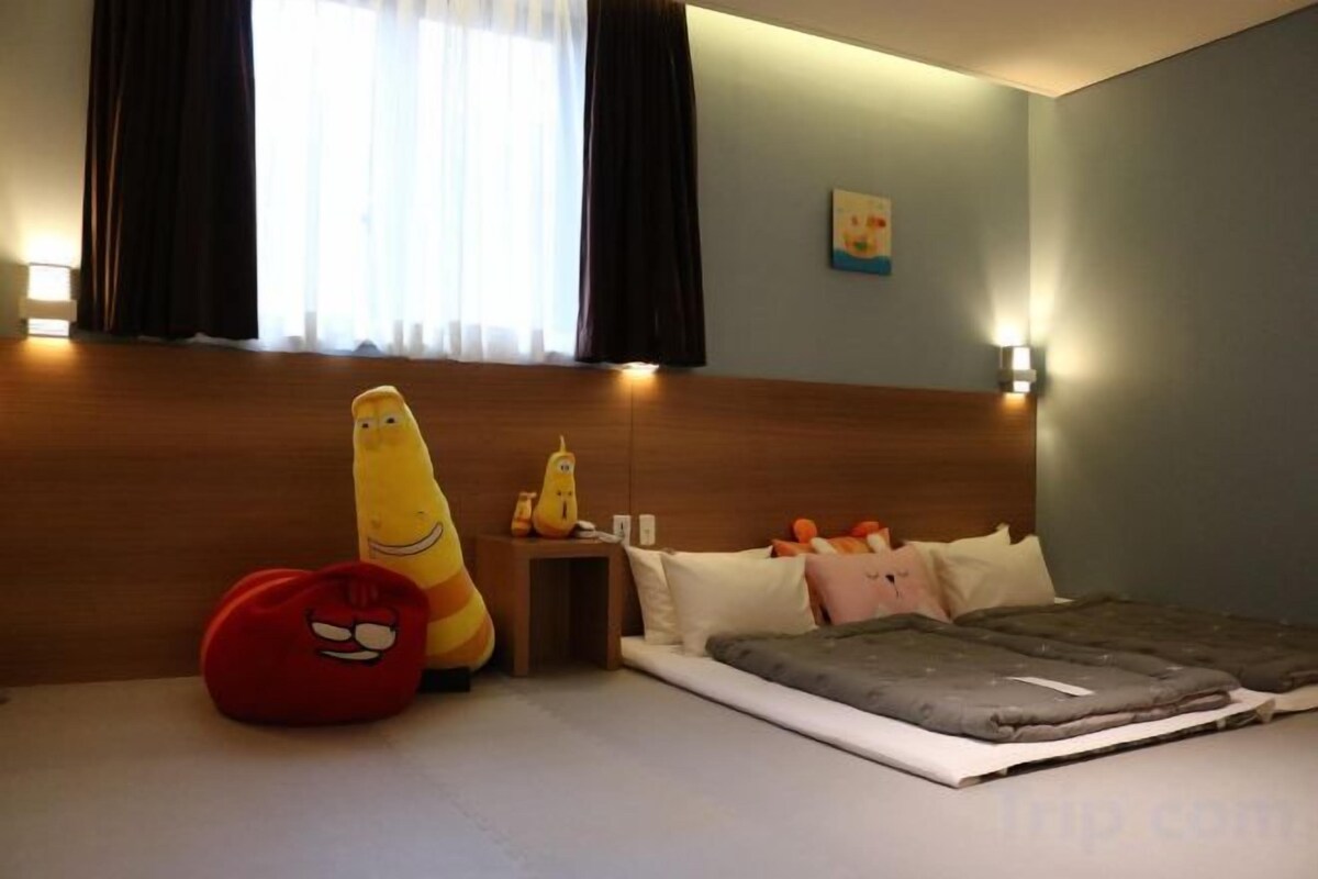 Premium bedding, down comforters, blackout drapes, soundproofing