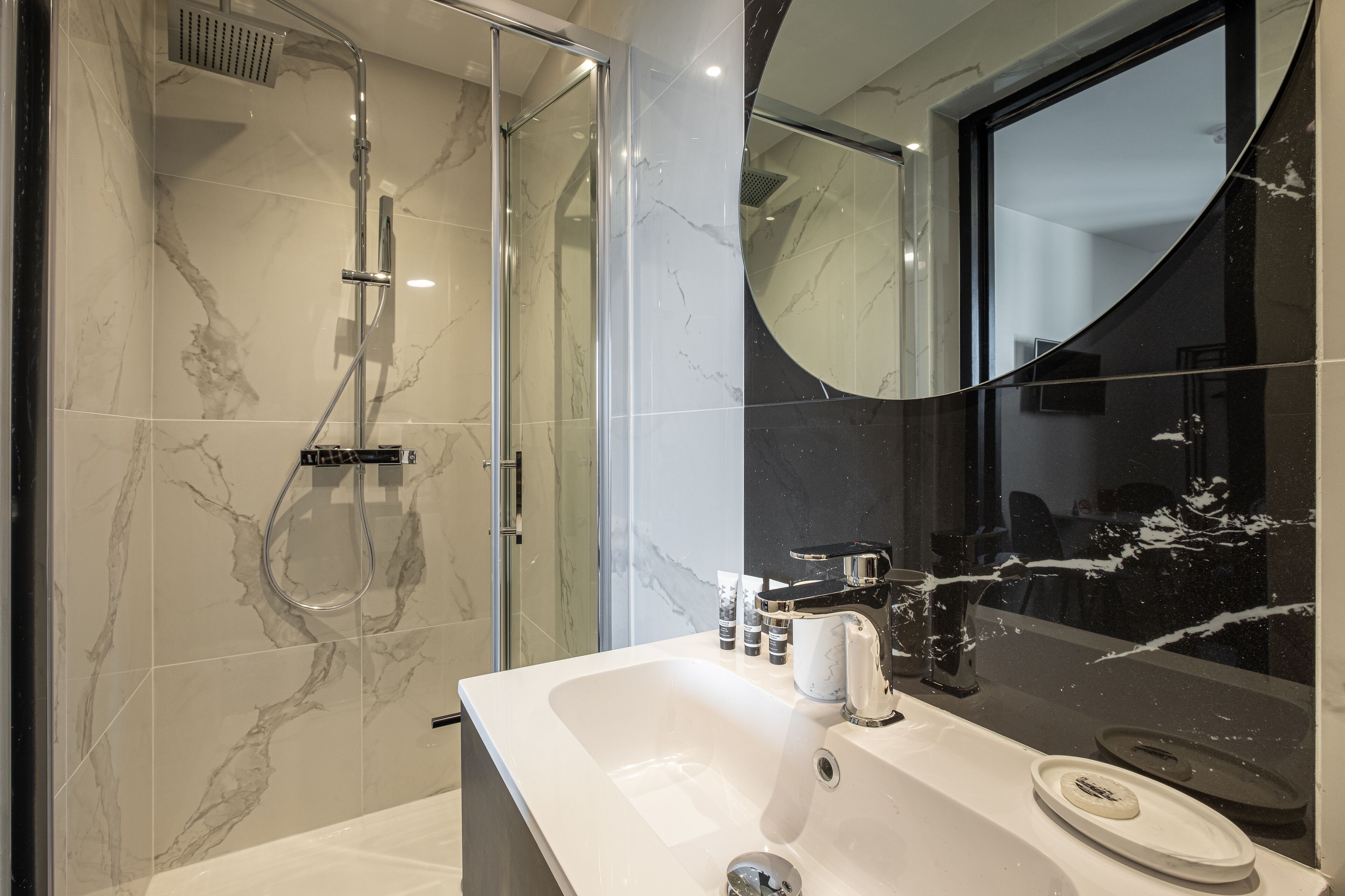 free toiletries, hair dryer, towels