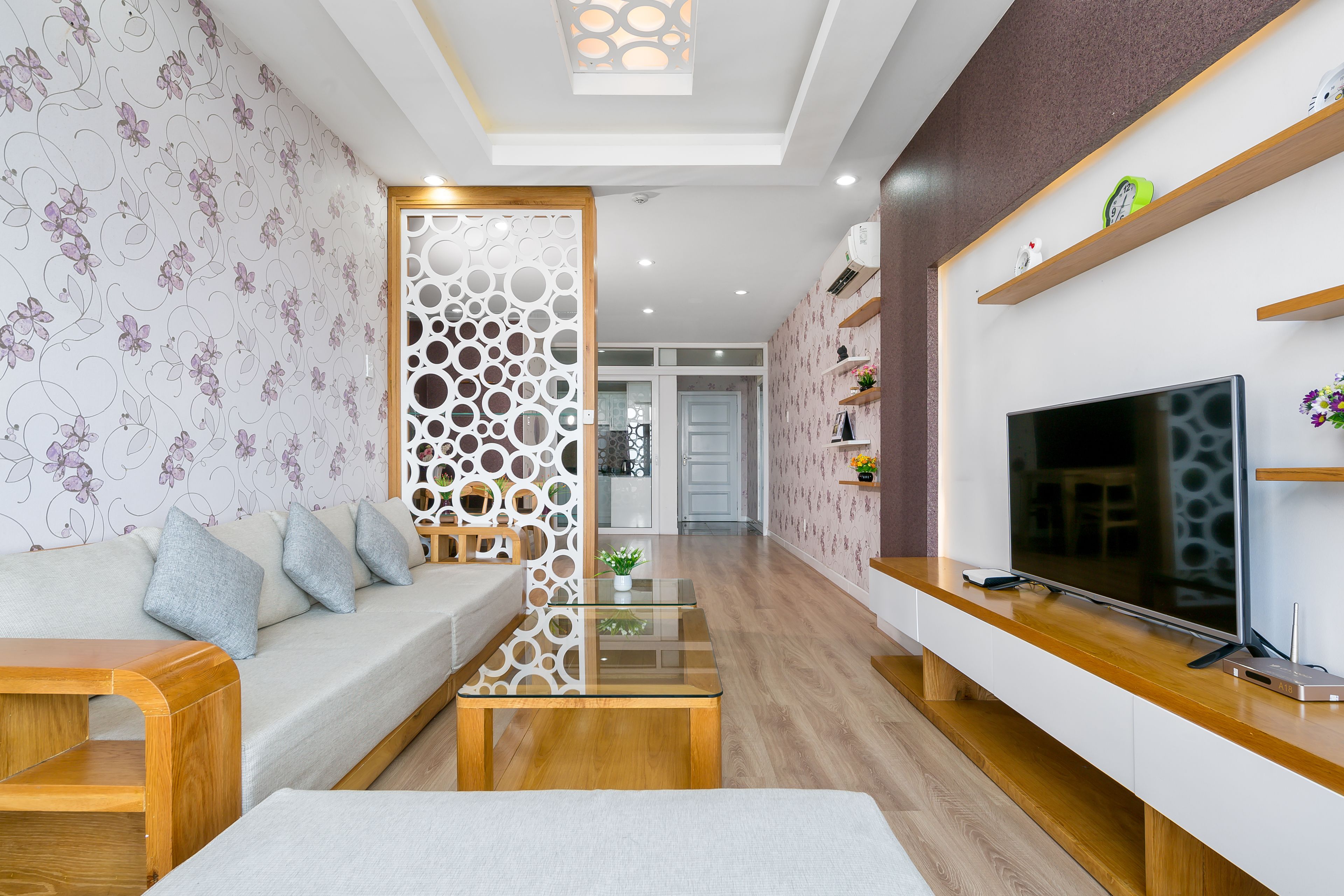 grand apartment, 3 bedrooms, city view | living area | flat-screen tv