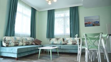 Apart Daire (1+1) 4 Kisilik | 1 habitación, ropa de cama de alta calidad, minibar y escritorio