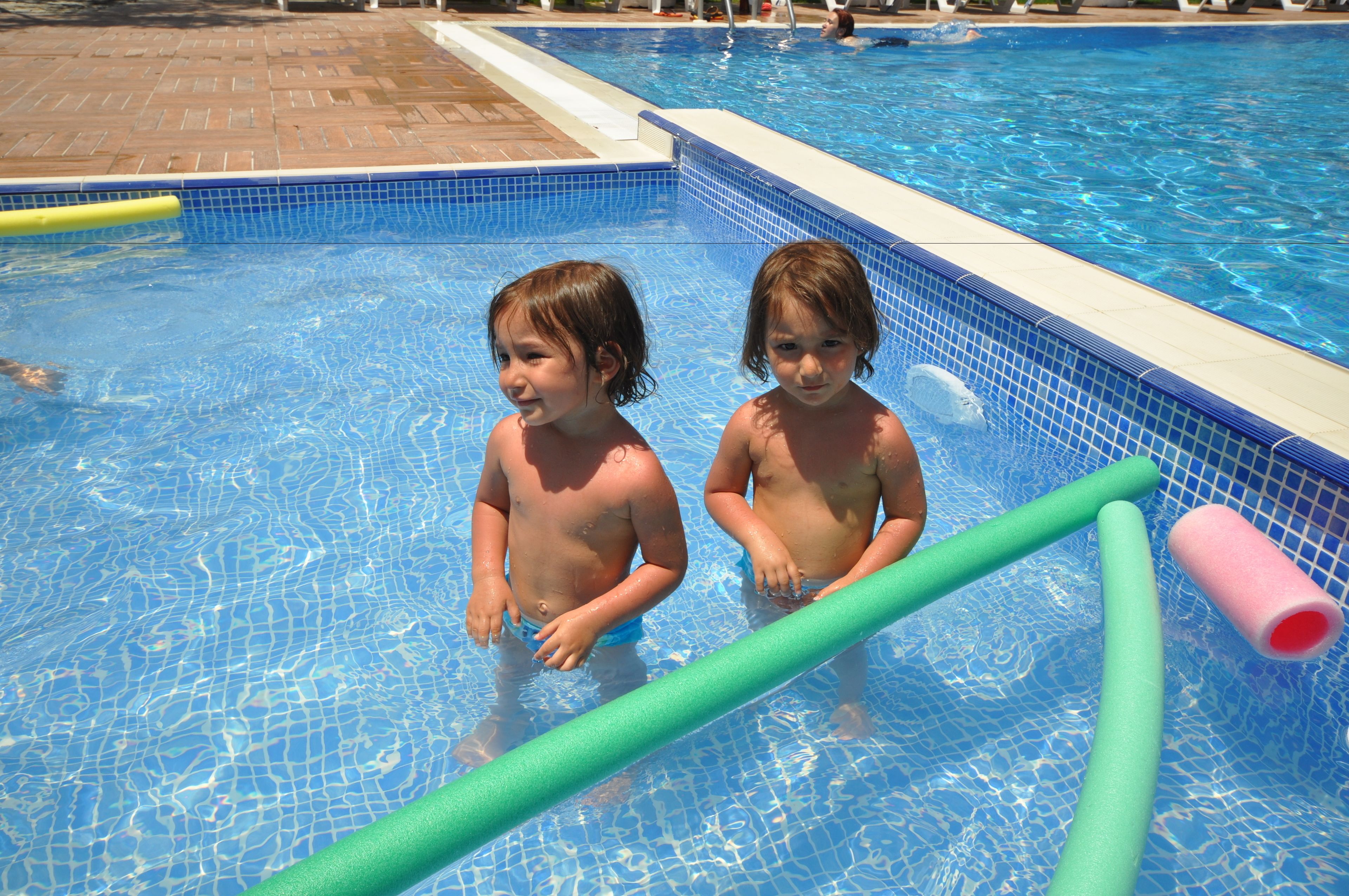 Outdoor pool, pool umbrellas, pool loungers