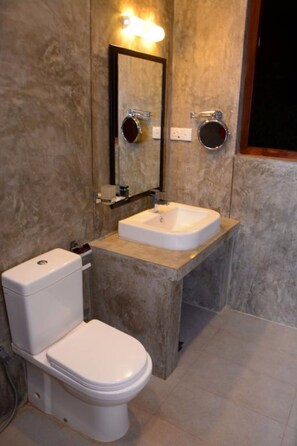 Shower, free toiletries, towels