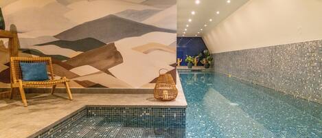 Indoor pool, pool loungers