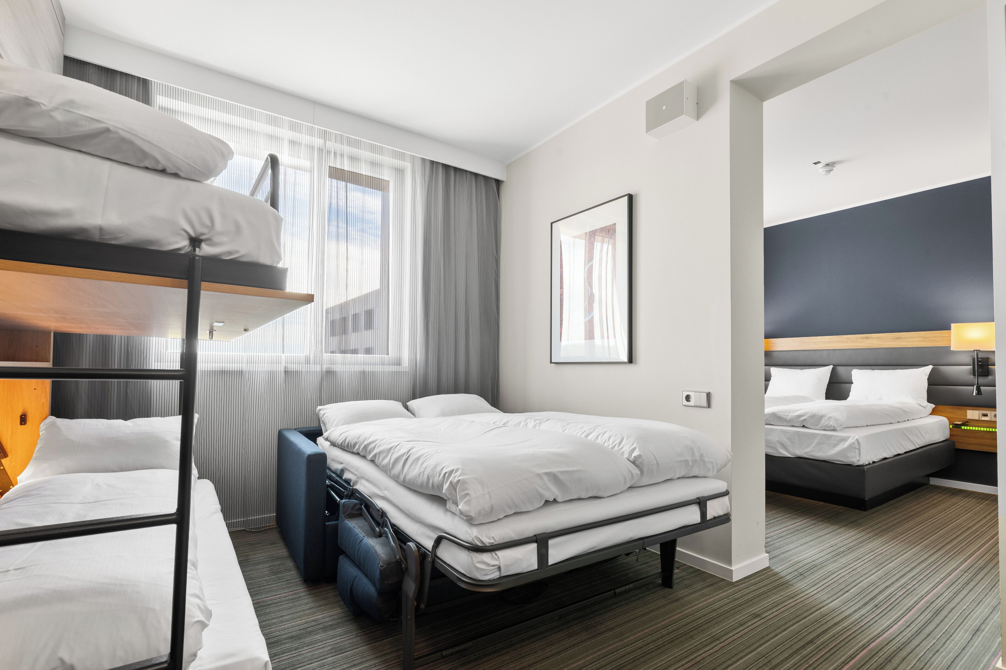 Pillow-top beds, desk, soundproofing, free WiFi