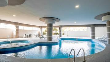 Indoor pool, pool loungers