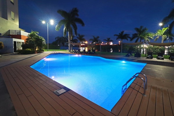 2 outdoor pools, open 8:00 AM to 10:00 PM, sun loungers
