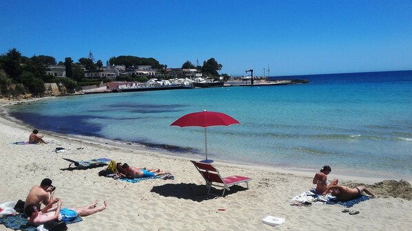 On the beach, beach towels