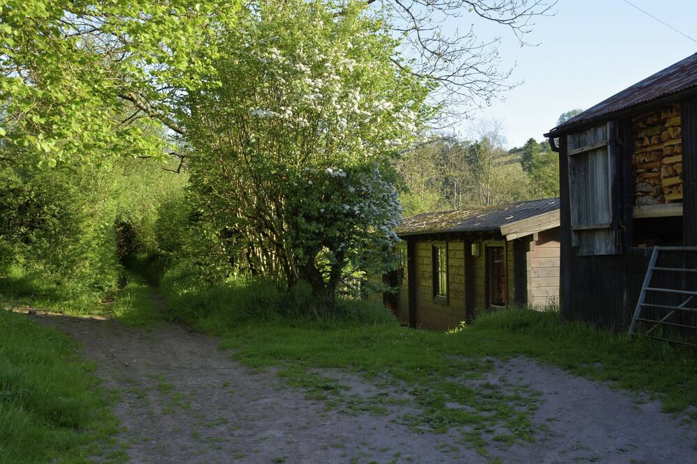 Log Cabin on a Welsh hill farm in the Brecon Beacons