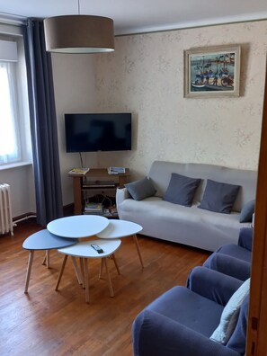 Fernseher, DVD-Player, Bücher