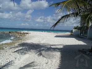 Lighthouse Beach Resort's private beach - just past the pool.