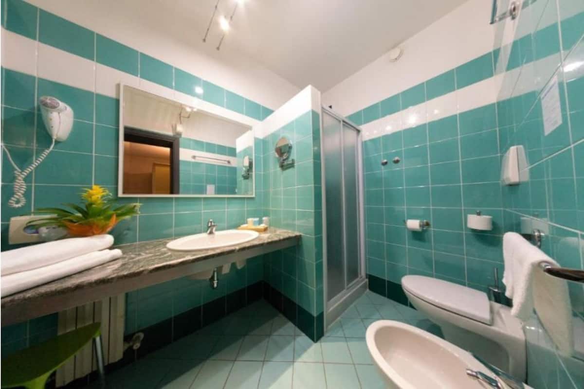 double room | bathroom | free toiletries, hair dryer, bidet, towels