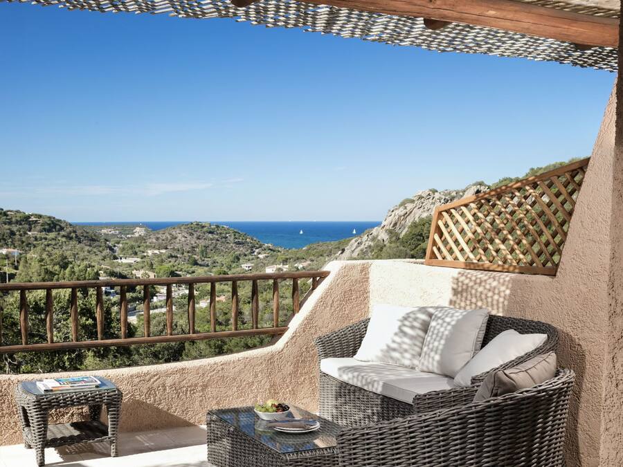 Deluxe kamer, uitzicht op zee | Balkon