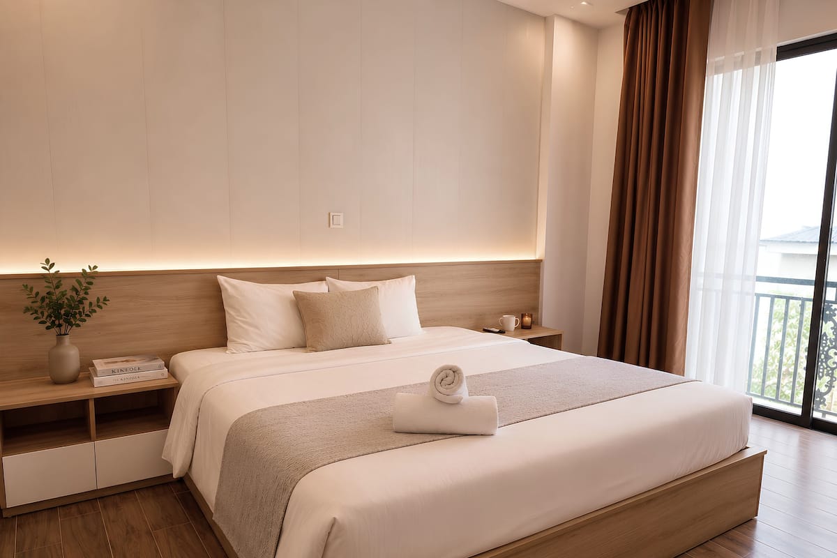 Deluxe Double Room, 1 King Bed, City View | Premium bedding, pillow-top beds, minibar, individually decorated