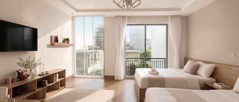 Premium bedding, pillowtop beds, minibar, individually decorated