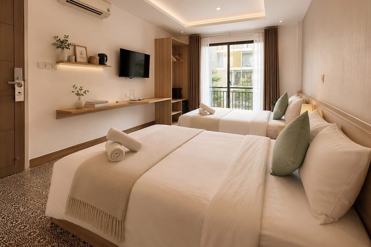 Deluxe Twin Room, 2 Double Beds, City View | View from room