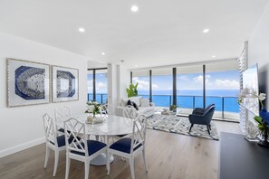 Superior Apartment, 2 Bedrooms, Ocean View - Tower 1 | Living area | 1-inch flat-screen TV with satellite channels, TV - The Oracle Resort Broadbeach - GCLR (Broadbeach)