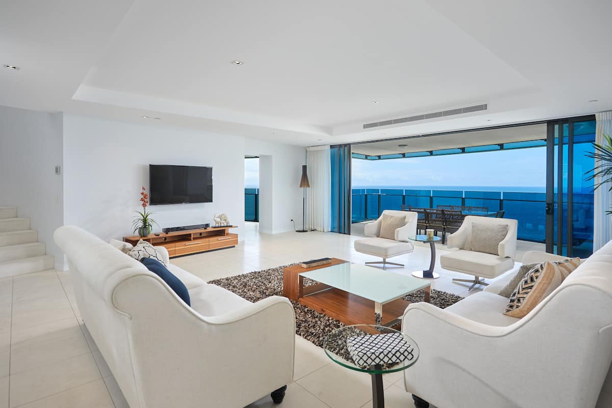 4-Bedroom Sub-Penthouse with Ocean Views | Living room | 1-inch flat-screen TV with digital channels, TV