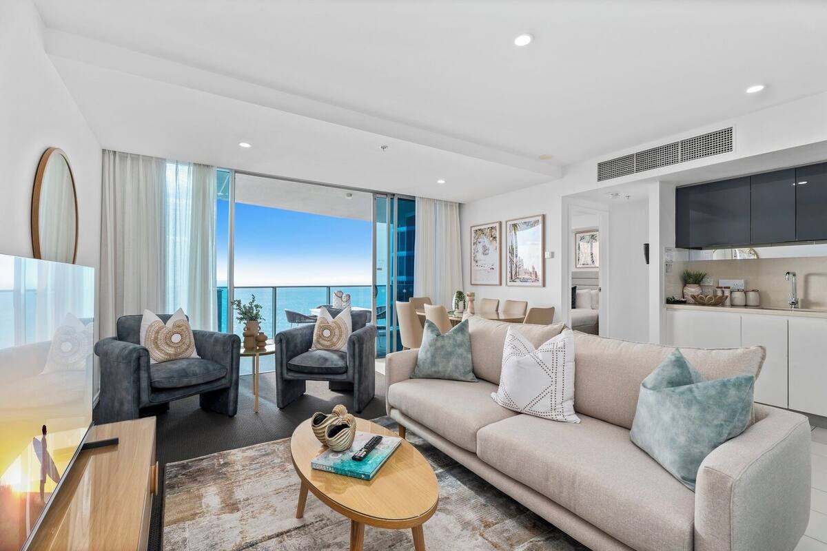 Apartment, 2 Bedrooms, Ocean View | Living area | 1-inch flat-screen TV with digital channels, TV