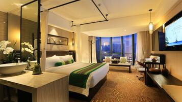 Desk, laptop workspace, blackout curtains, soundproofing