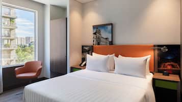 Premium bedding, down comforters, Select Comfort beds, in-room safe