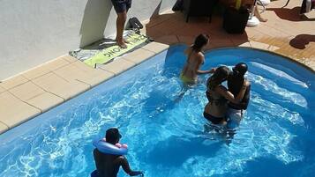 Outdoor pool, pool loungers