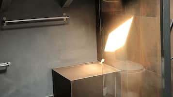Loft, keuken, uitzicht op wijngaard | Badkamer | Een douche, een regendouche, gratis toiletartikelen, een haardroger