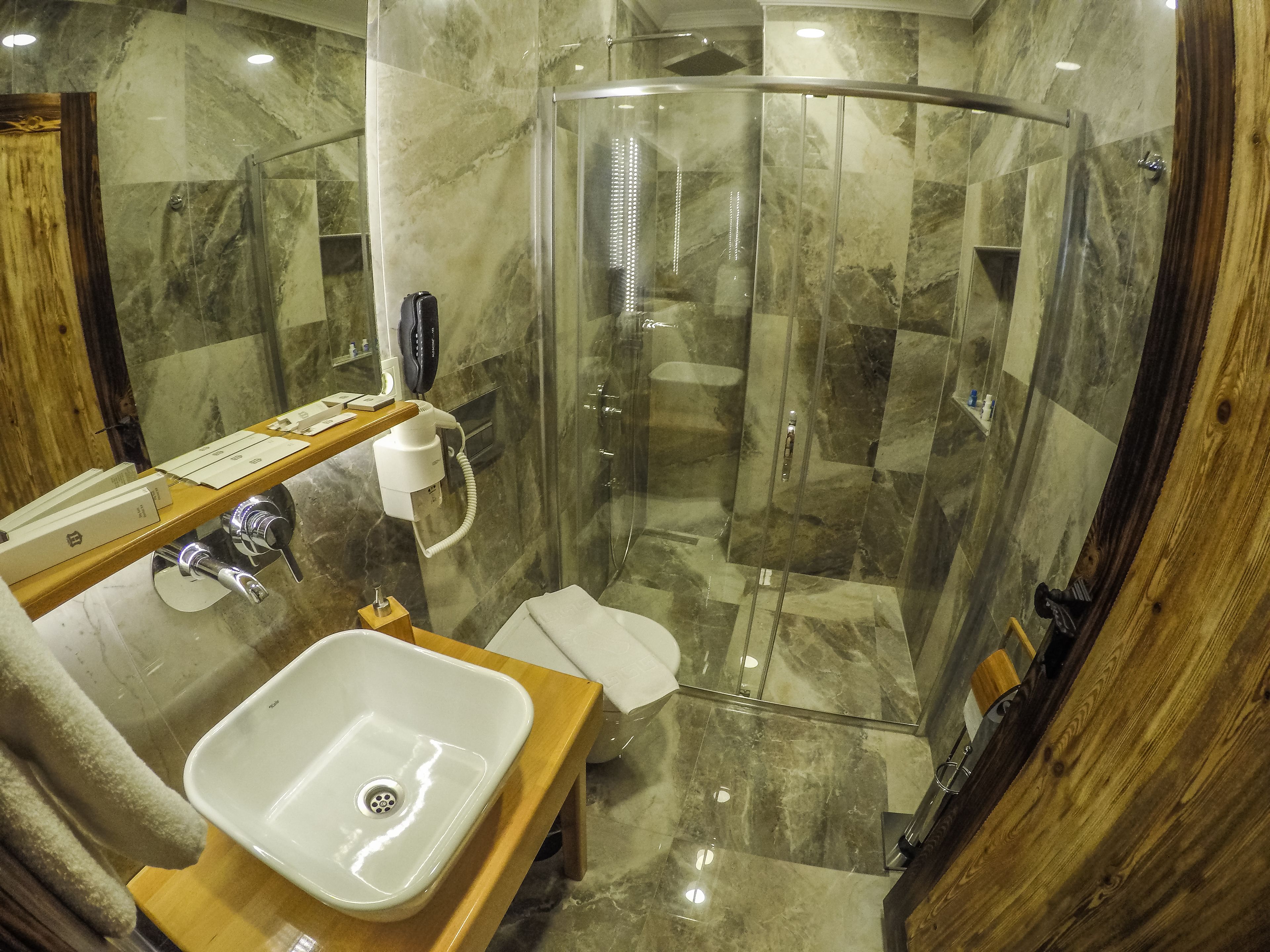 superior double room | bathroom | designer toiletries, hair dryer, slippers, towels