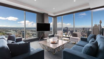 3 Bedroom Icon Penthouse | Living area | Flat-screen TV, iPad, DVD player, iPod dock