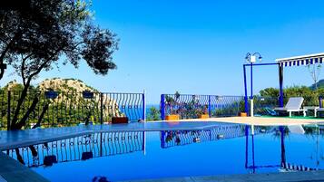 Seasonal outdoor pool, open 8:30 AM to 6:30 PM, pool umbrellas