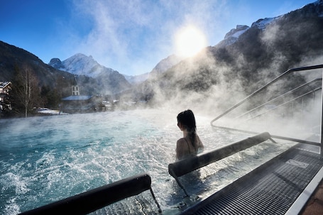 Outdoor pool, open 10:00 AM to 7:30 PM, sun loungers