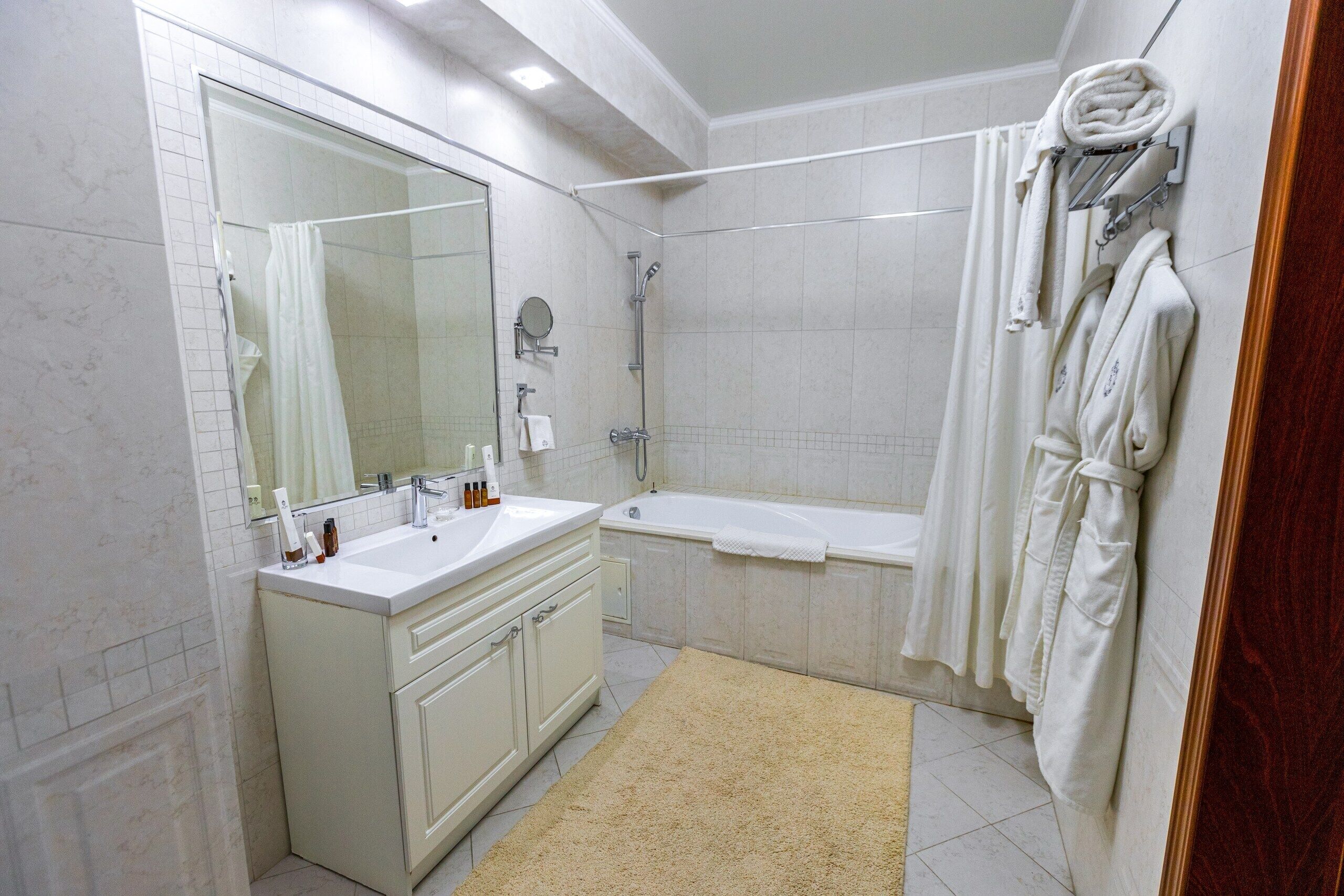 luxury suite | bathroom | free toiletries, hair dryer, bathrobes, slippers