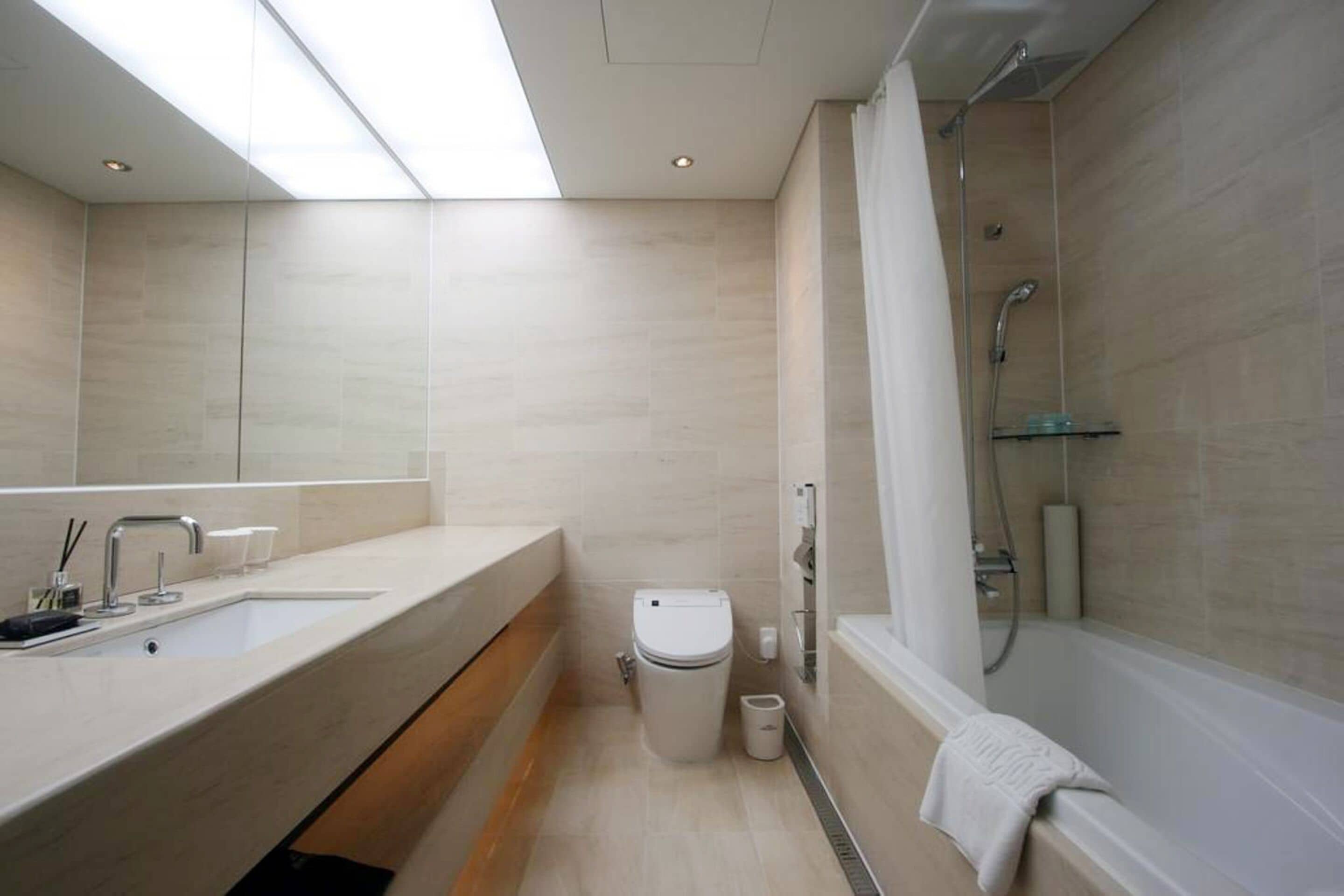 free toiletries, hair dryer, slippers, bidet