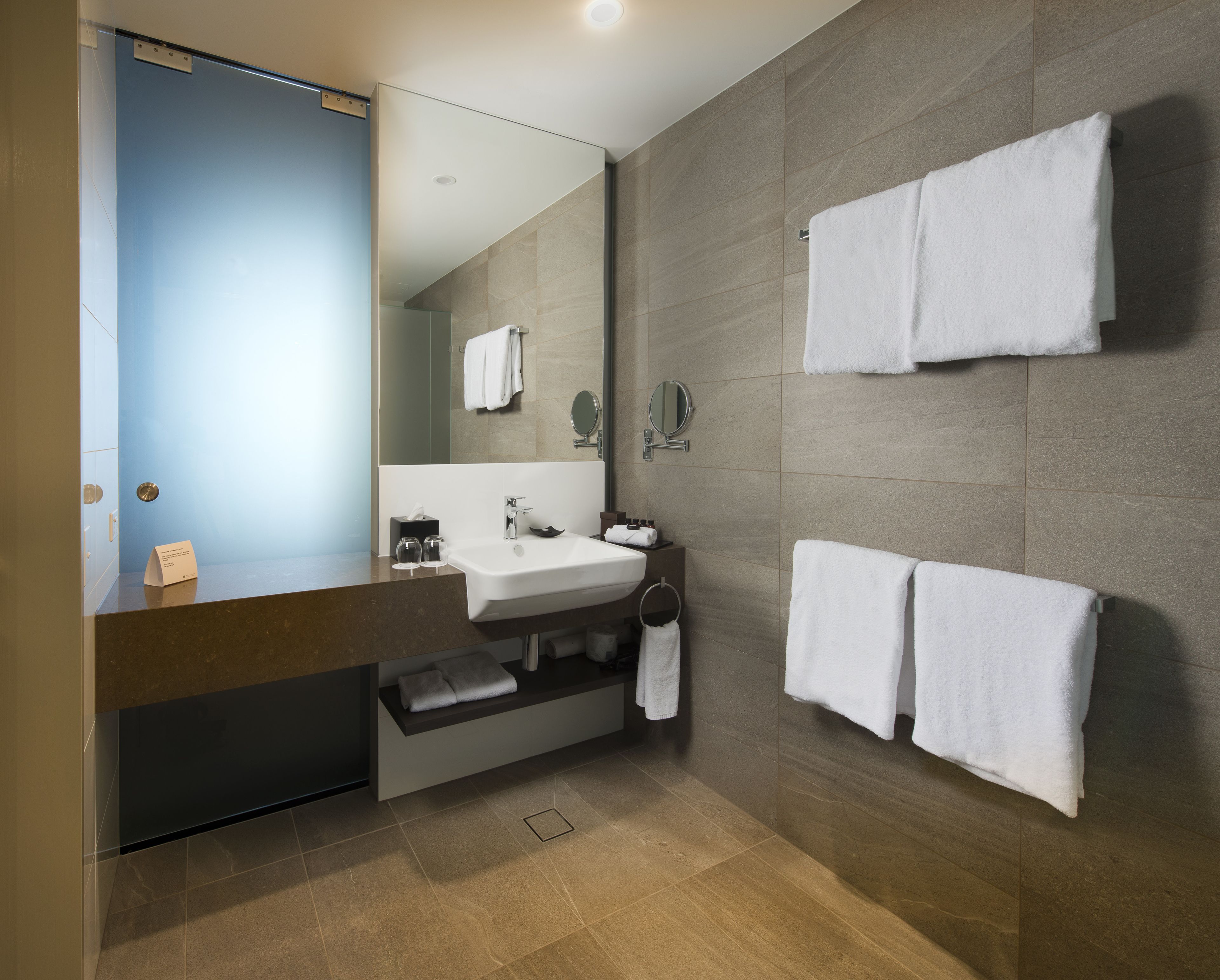 shower, designer toiletries, hair dryer, bathrobes