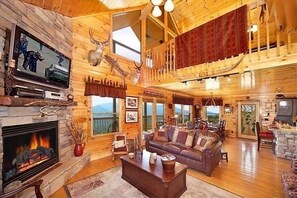 Smart TV, fireplace, video games, DVD player