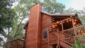 A wooden cabin with a balcony and a chimney. - Cozy Idyllwild Log Cabin w/ A/C & EV Charger (Idyllwild)