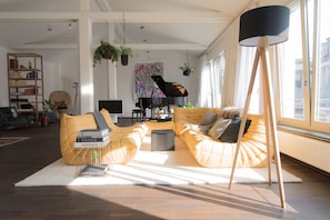Loft, Balcony | Living area | Flat-screen TV, pay movies - Weimar Central Artist Loft (Weimar)