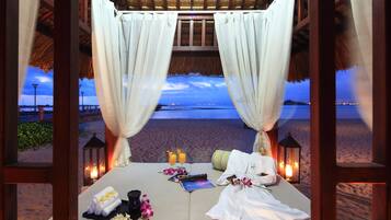 On the beach, scuba diving