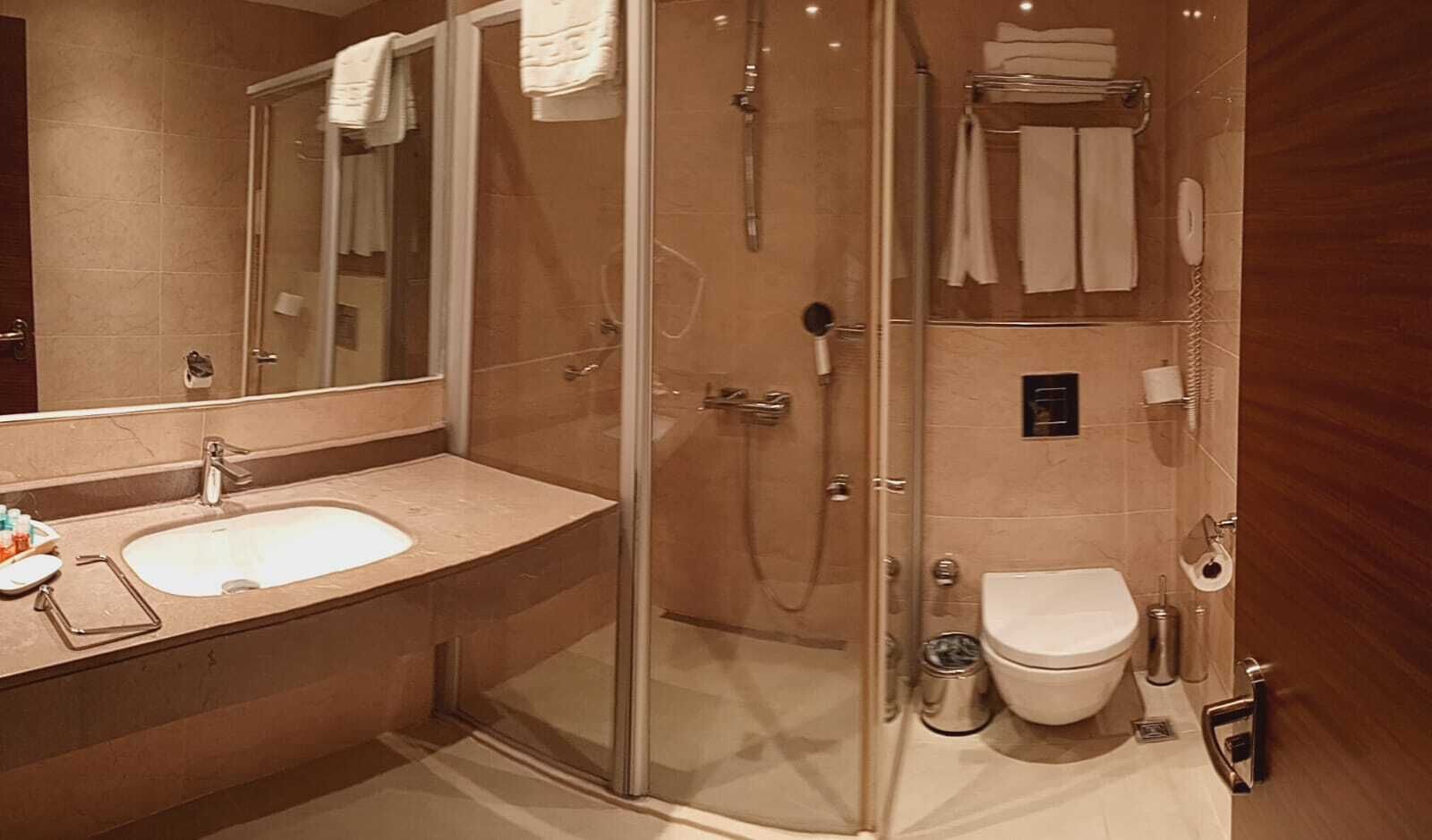 shower, free toiletries, hair dryer, bathrobes