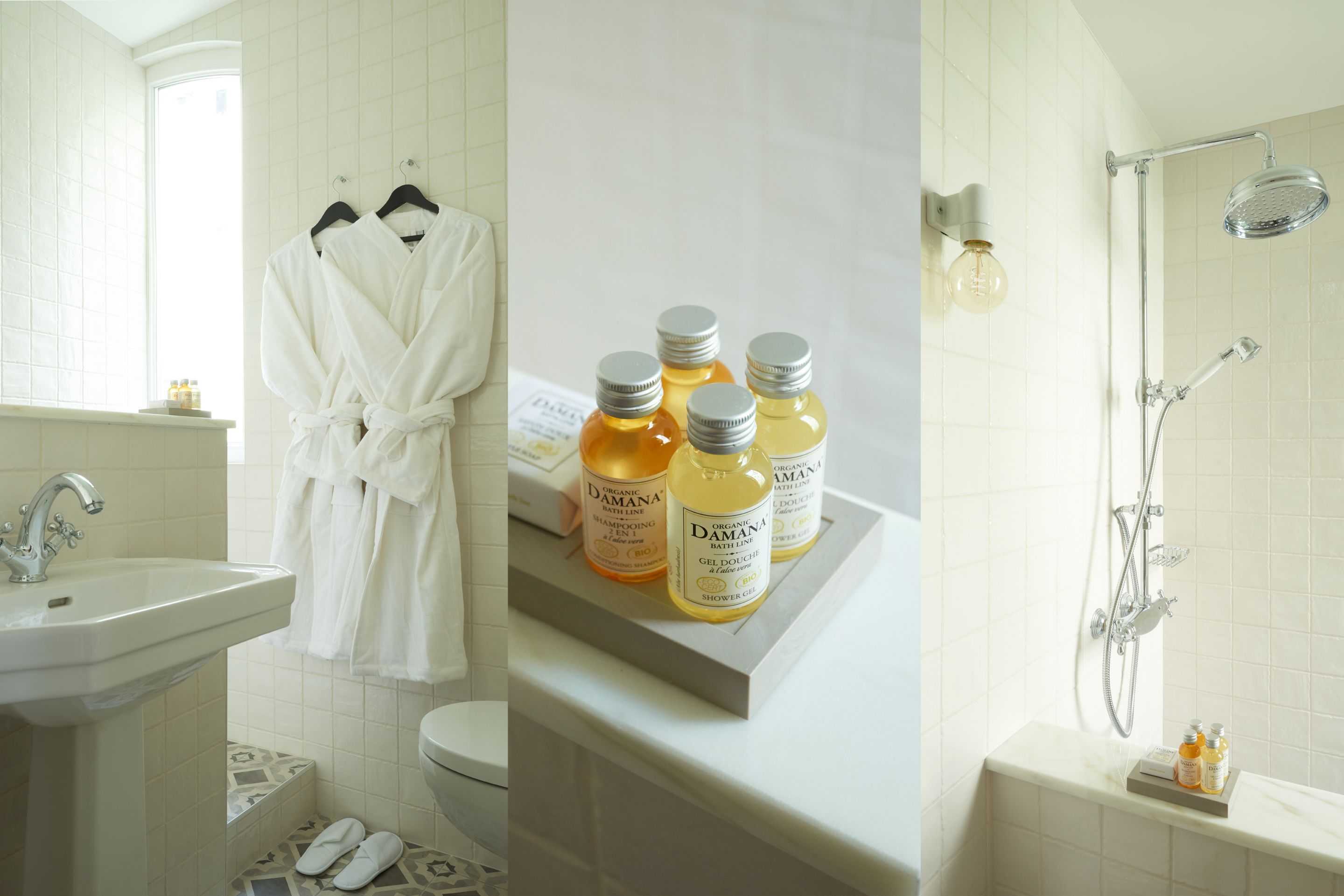 Chambre Double (Jean Cocteau) | Salle de bain | Douche, articles de toilette de luxe, sèche-cheveux, peignoirs