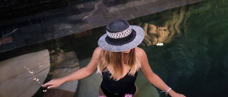 Outdoor pool, pool loungers