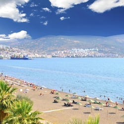 Private beach, sun-loungers, beach umbrellas