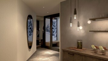 Un sauna, baño turco/hammam, salas de tratamiento o masajes