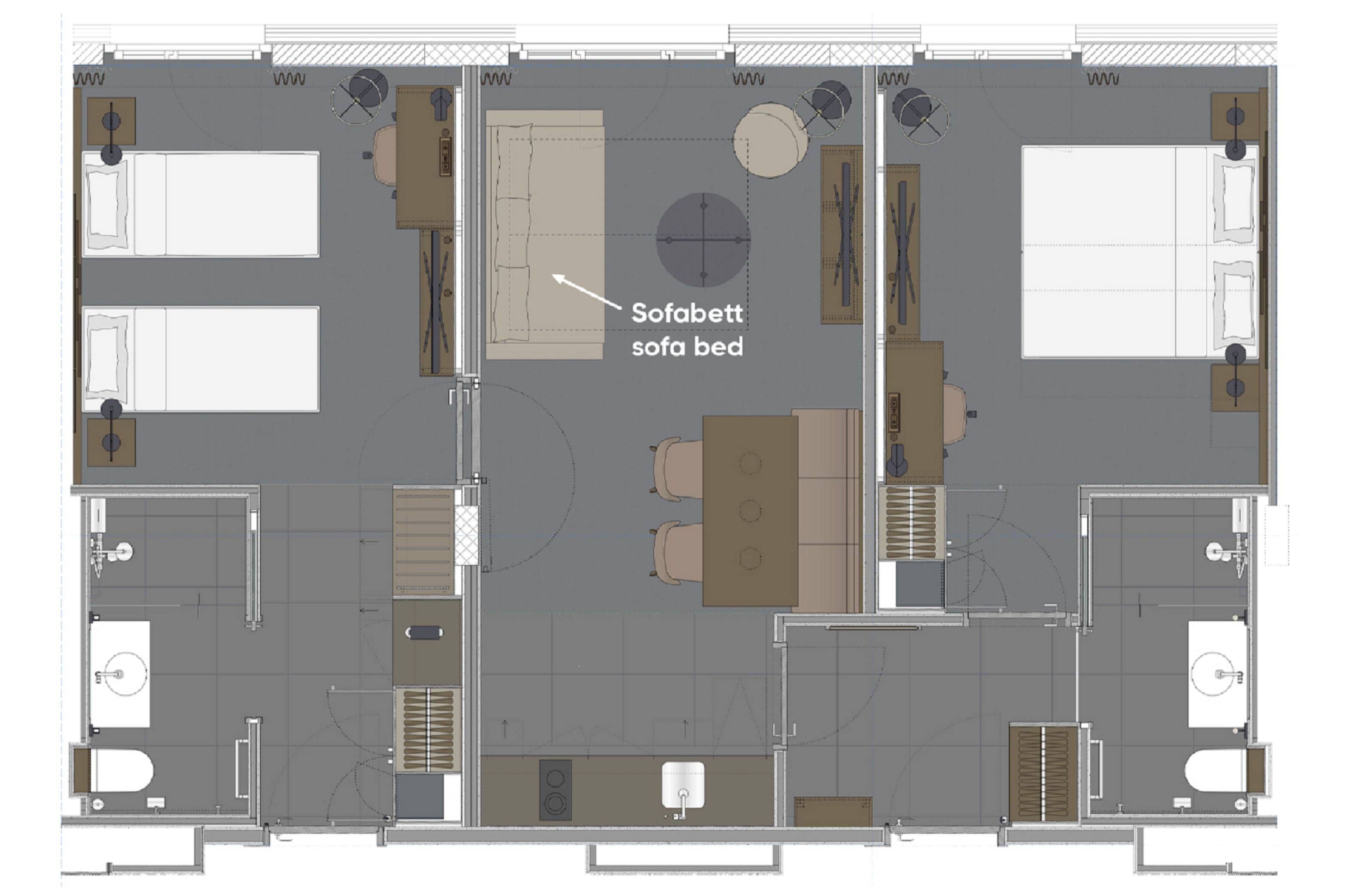 2-bedroom suite with kitchen | floor plan