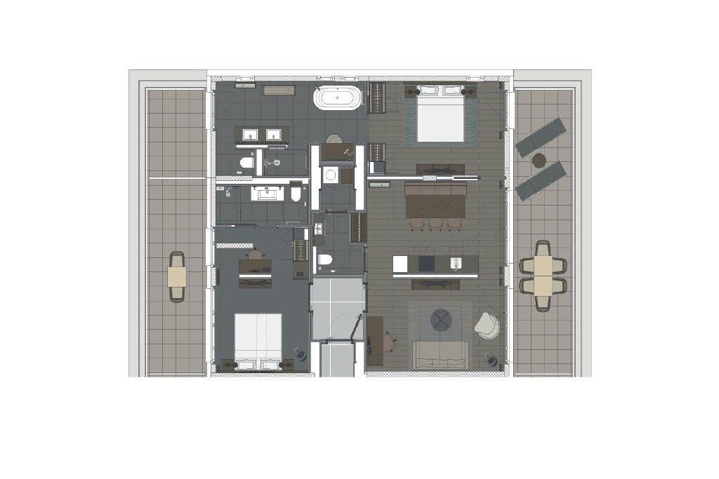 rooftop suite with kitchen | hypo-allergenic bedding, in-room safe, desk, laptop workspace