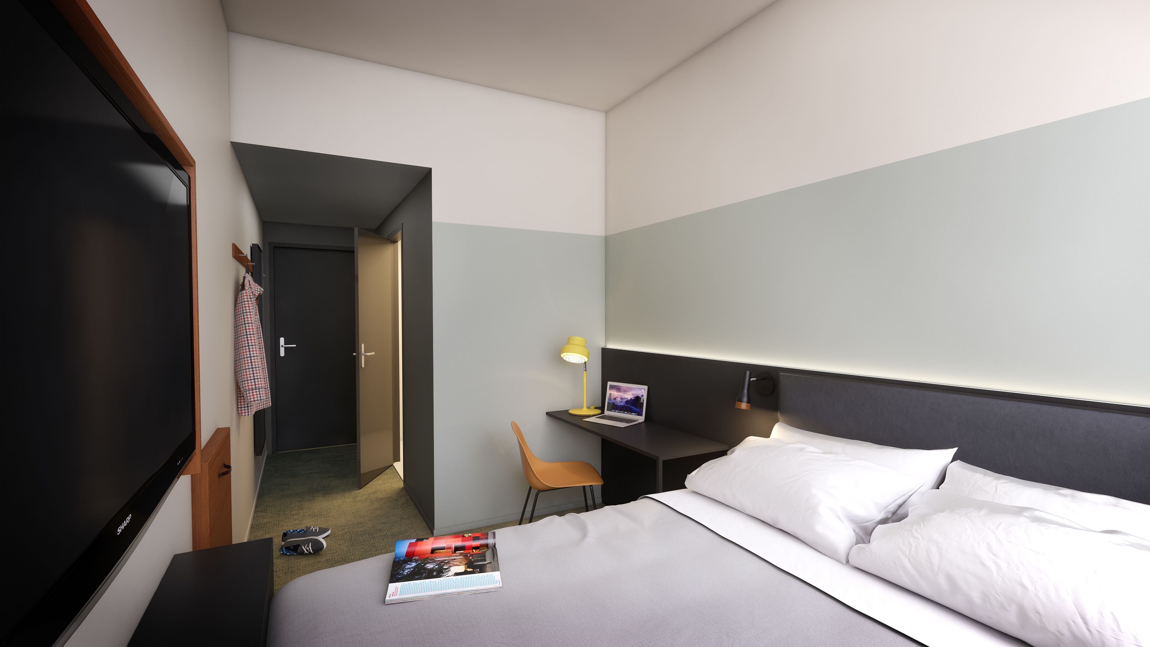 double room (compact) | desk, laptop workspace, bed sheets, wheelchair access