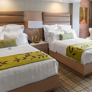 Deluxe Double Room, 2 Queen Beds, Non Smoking, City View | Premium bedding, in-room safe, desk, laptop workspace